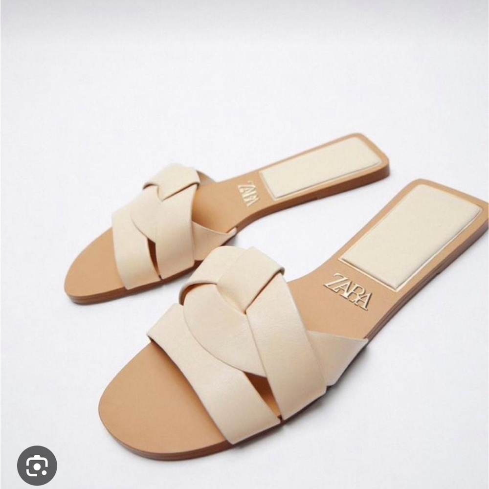 Zara Flat Crossed Leather Sandals